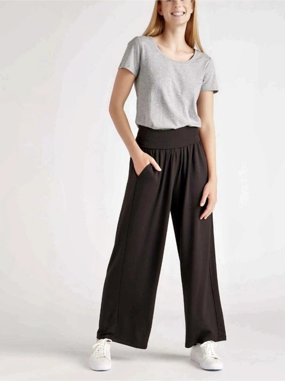Quince French Terry Modal Wide Leg Pants Wide Leg Pants in Black Size Small